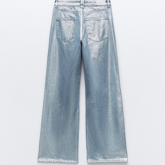 Size 8 Zara Metallic Foil Jeans - Picture 2 of 7